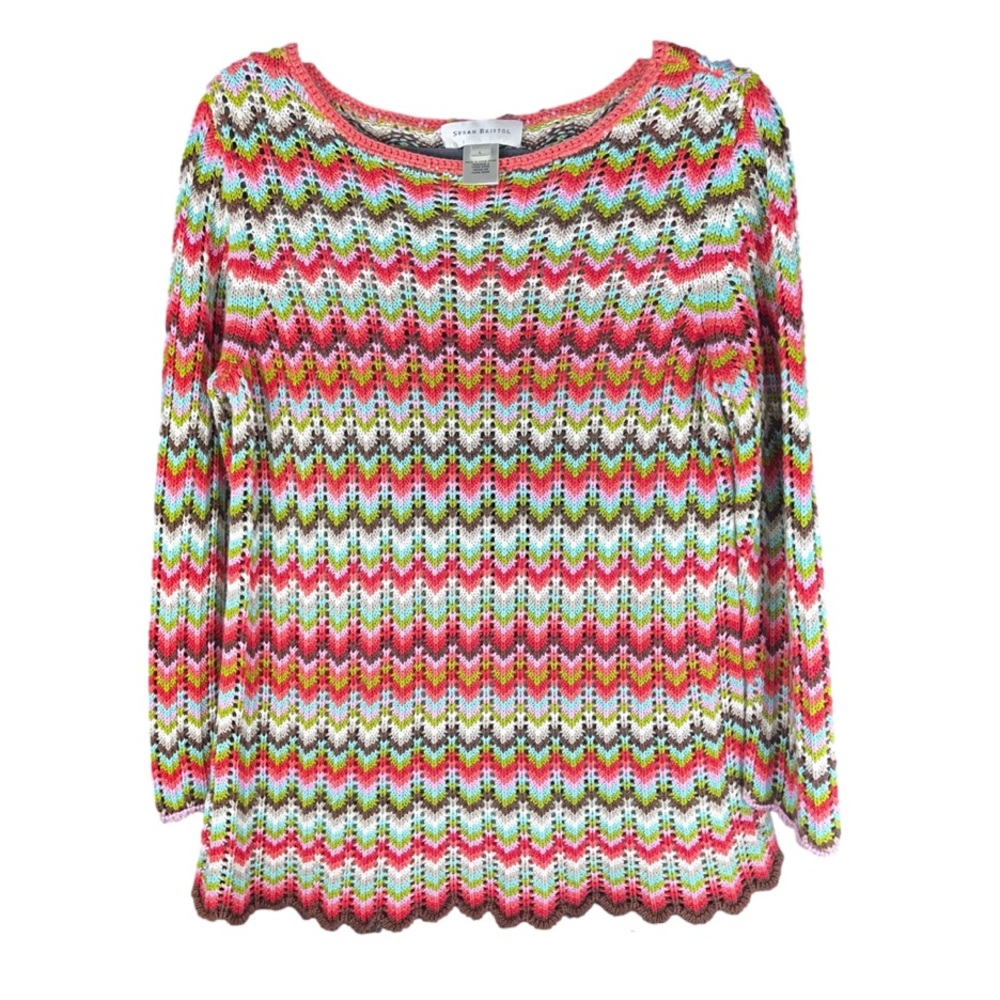 Susan Bristol Womens Crochet Sweater Size Large